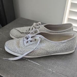 Keds Light Gray Speckled Canvas Lace-Up Sneakers